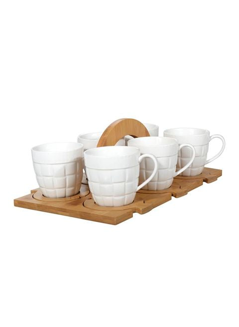 Royalford 260 Ml 13 Pcs Porcelain Tea Set With Stand White