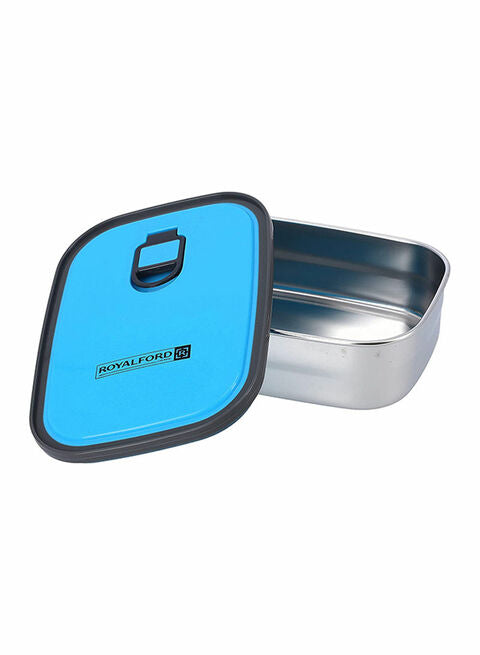 Royalford Stainless Steel Rectangle Food Container Blue Silver 350ml