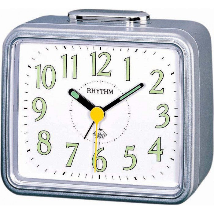 Rhythm Alarm Clock 4RA457WR19| Reliable Timekeeping | Travel | Wake Up Routine | Snooze Function | Battery Operated | Portable | White Face | Halabh.com