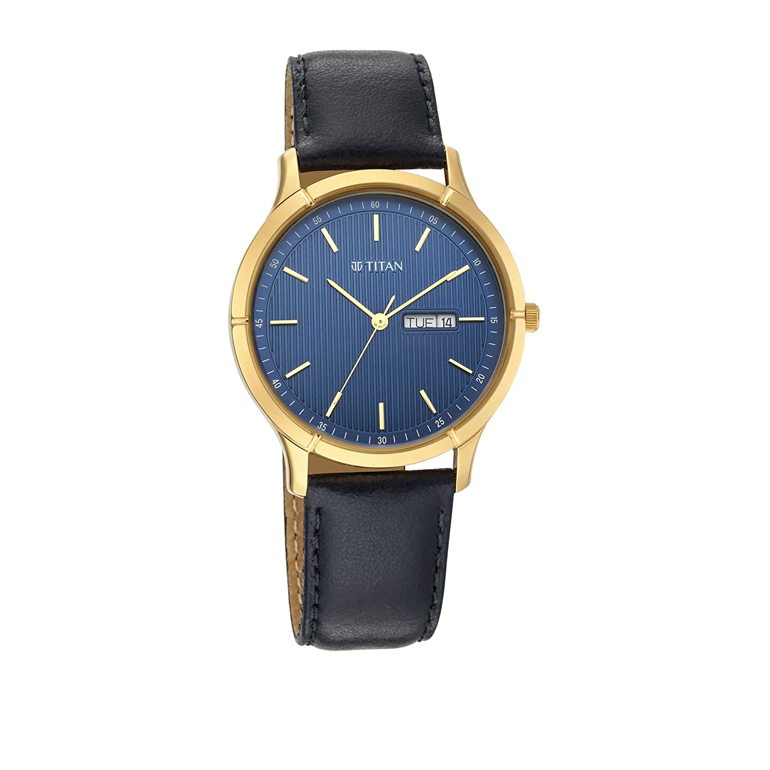 Titan Analog Men's Watch 1775YL02 | Leather Band | Water-Resistant | Quartz Movement | Classic Style | Fashionable | Durable | Affordable | Halabh.com