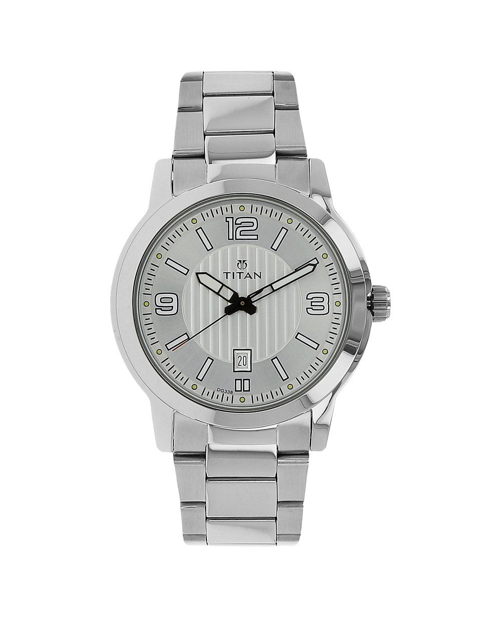 Titan Silver Dial Analog Men's Watch 1730SM01 | Stainless Steel | Mesh Strap | Water-Resistant | Minimal | Quartz Movement | Lifestyle | Business | Scratch-resistant | Fashionable | Halabh.com