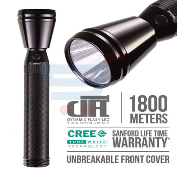 Sanford Rechargeable Led Search Light 2D Battery  Black