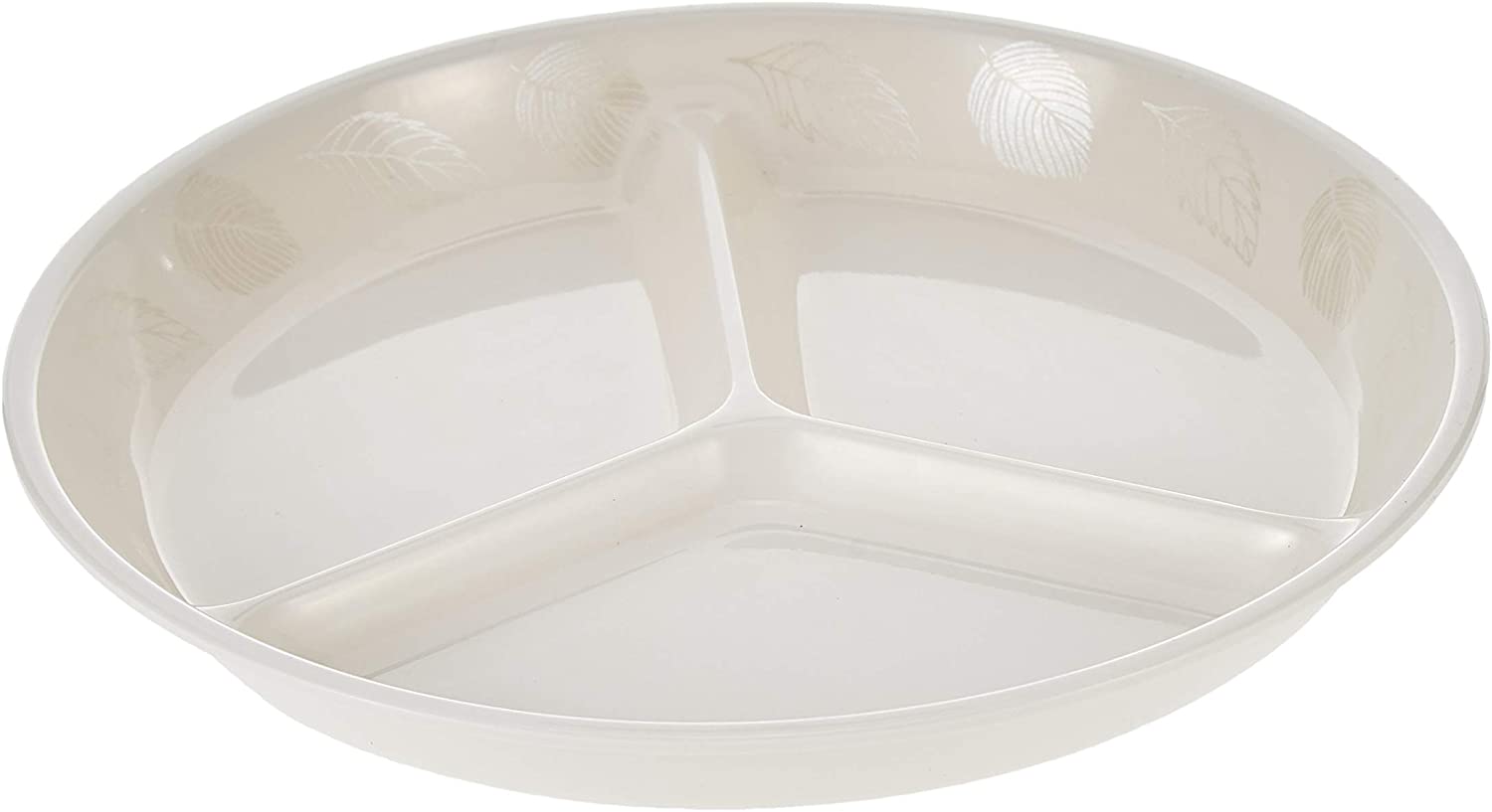 Flamingo Pearl Leaf Design 3 Section Plate White 7.5 Inches White