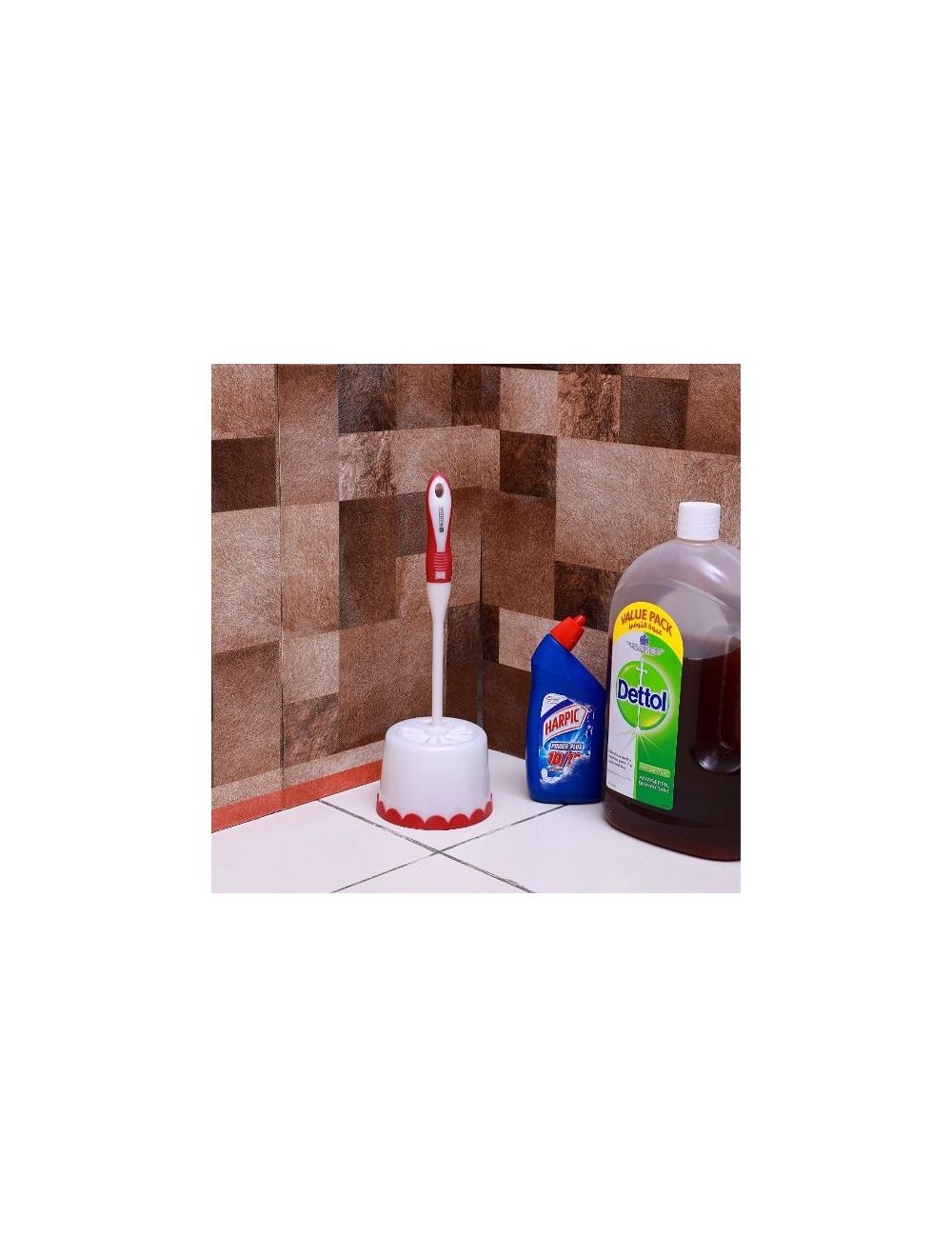 Royalford Toilet Brush with Holde White & Red