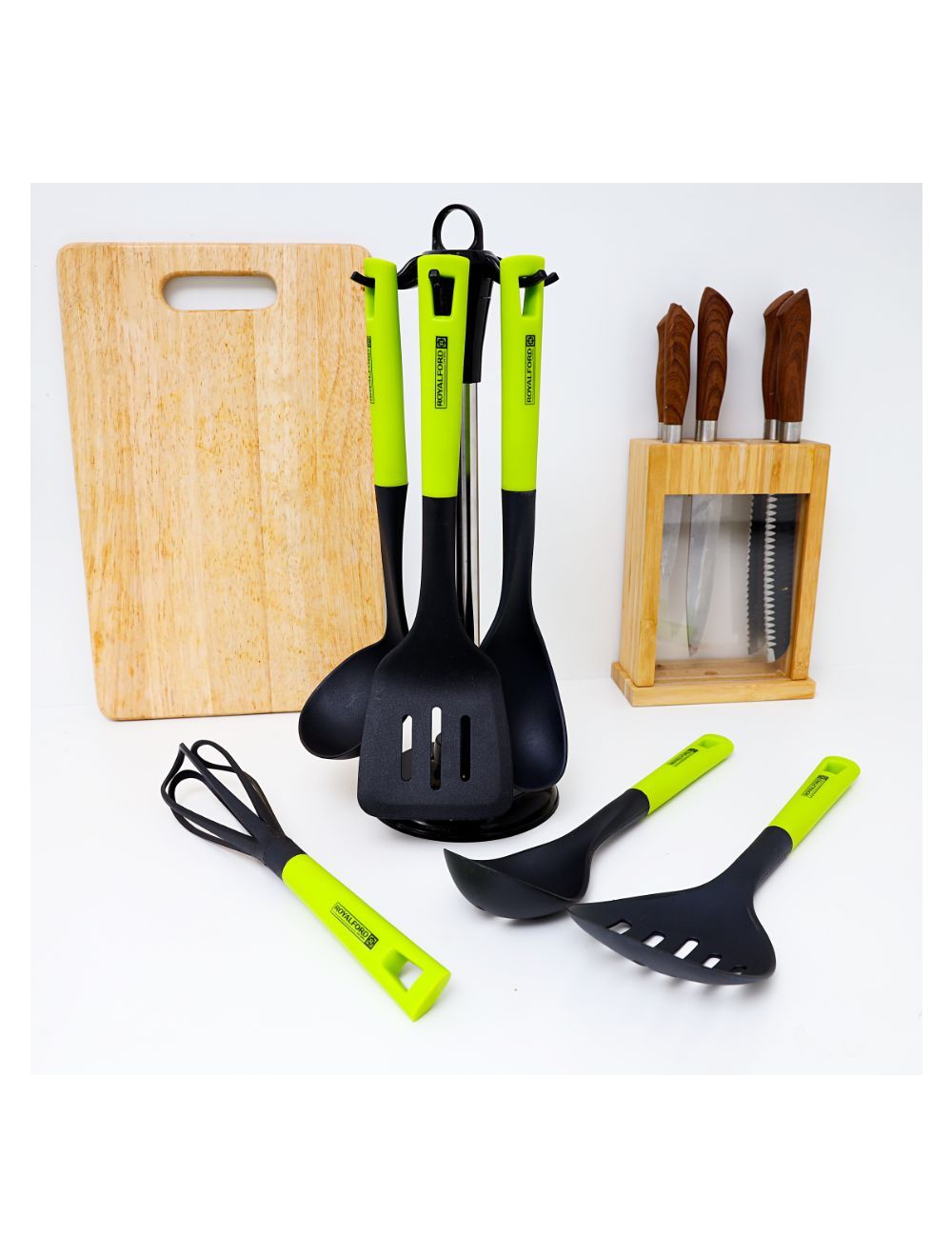 Royalford 7 Pcs Nylon Kitchen Tool Set Green & Black