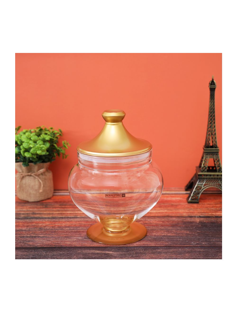 Royalford Acrylic Candy Bowl 16.5x21 Cm  Gold
