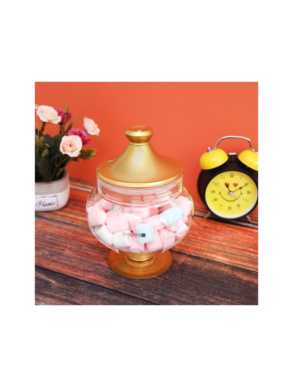 Royalford Acrylic Candy Bowl 16.5x21 Cm  Gold