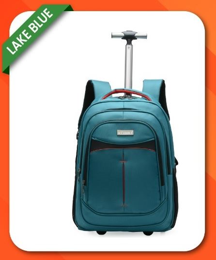 Stargold Unisex Water-Resistant Trolley Backpack, 18 Wheels, Dark Blue