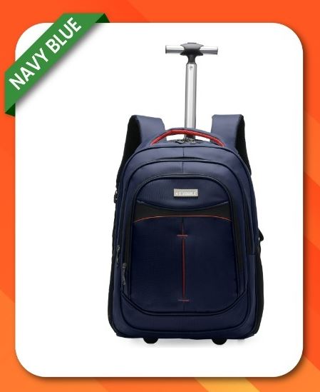 Stargold Unisex Water-Resistant Trolley Backpack, 18 Wheels, Dark Blue