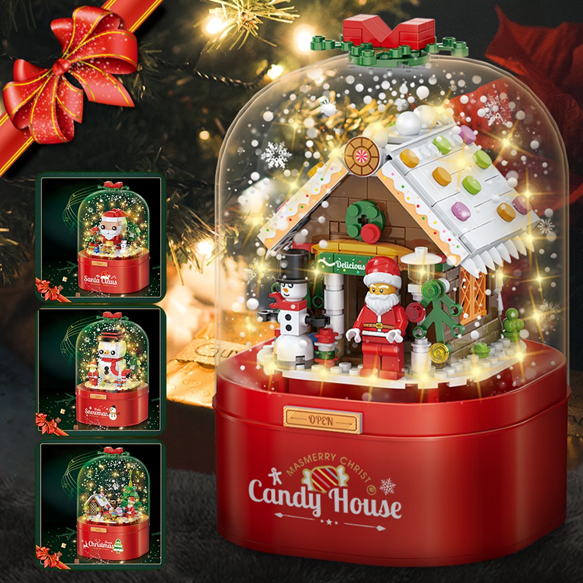 Christmas Music Box Snow Globe Santa Building Block