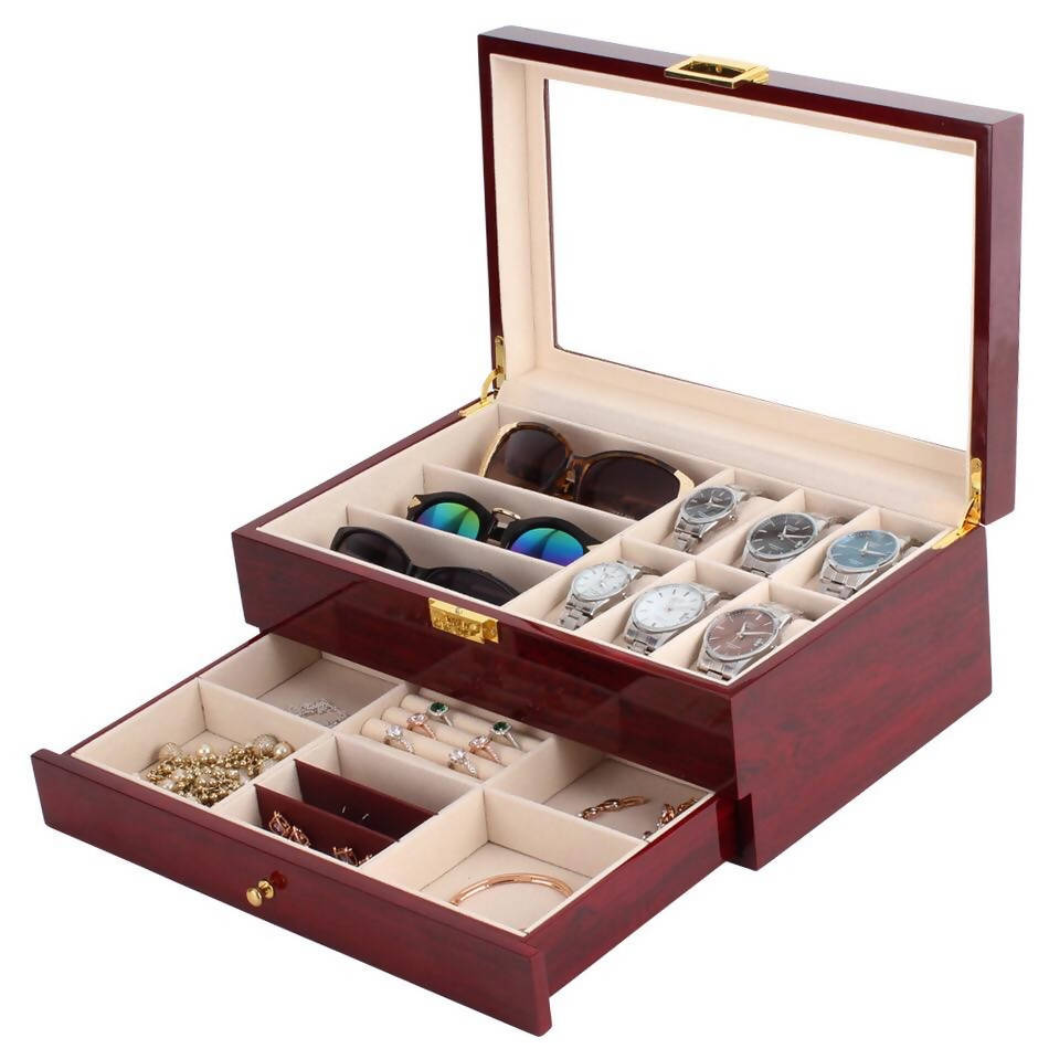 Watch And Accessories Organizer Box WB-09 | watch storage | box | jewelry box | timepiece storage | luxury accessories | organizational products | elegant design | secure lock | Halabh.com