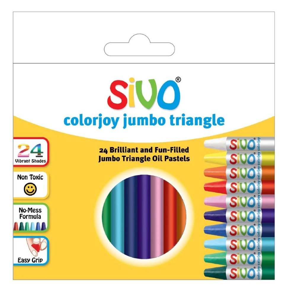 Sivo 24PCS Colorjoy Jumbo Triangle Oil Pastels