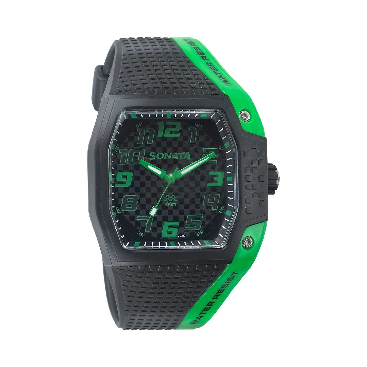 Sonata Analog Black Dial Men's Watch 77012PP03 | Resin | Water-Resistant | Minimal | Quartz Movement | Lifestyle| Business | Scratch-resistant | Fashionable | Halabh.com