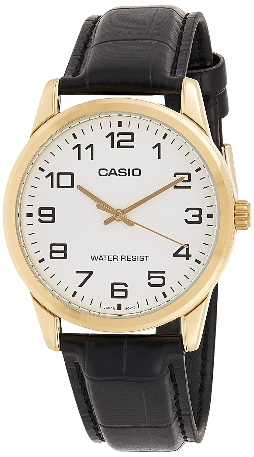 Casio Enticer Men's Watch MTP-V001GL-7BUD | Leather Band | Water-Resistant | Quartz Movement | Classic Style | Fashionable | Durable | Affordable | Halabh.com