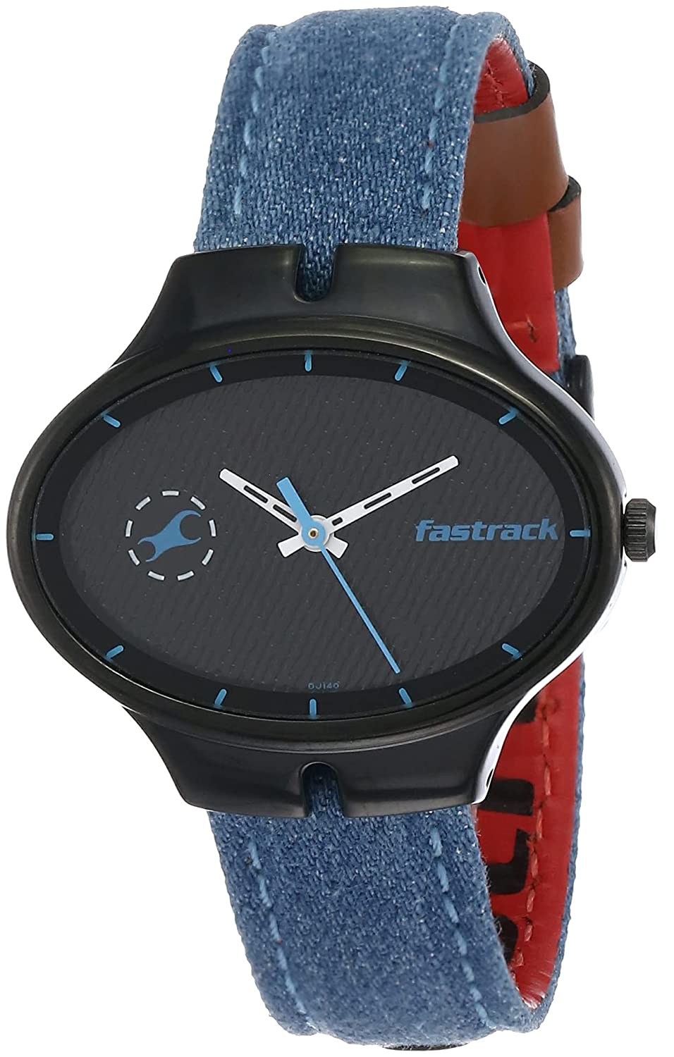 Fastrack Denim Analog Women Watch 6185NL01 | Leather Band | Water-Resistant | Quartz Movement | Classic Style | Fashionable | Durable | Affordable | Halabh.com