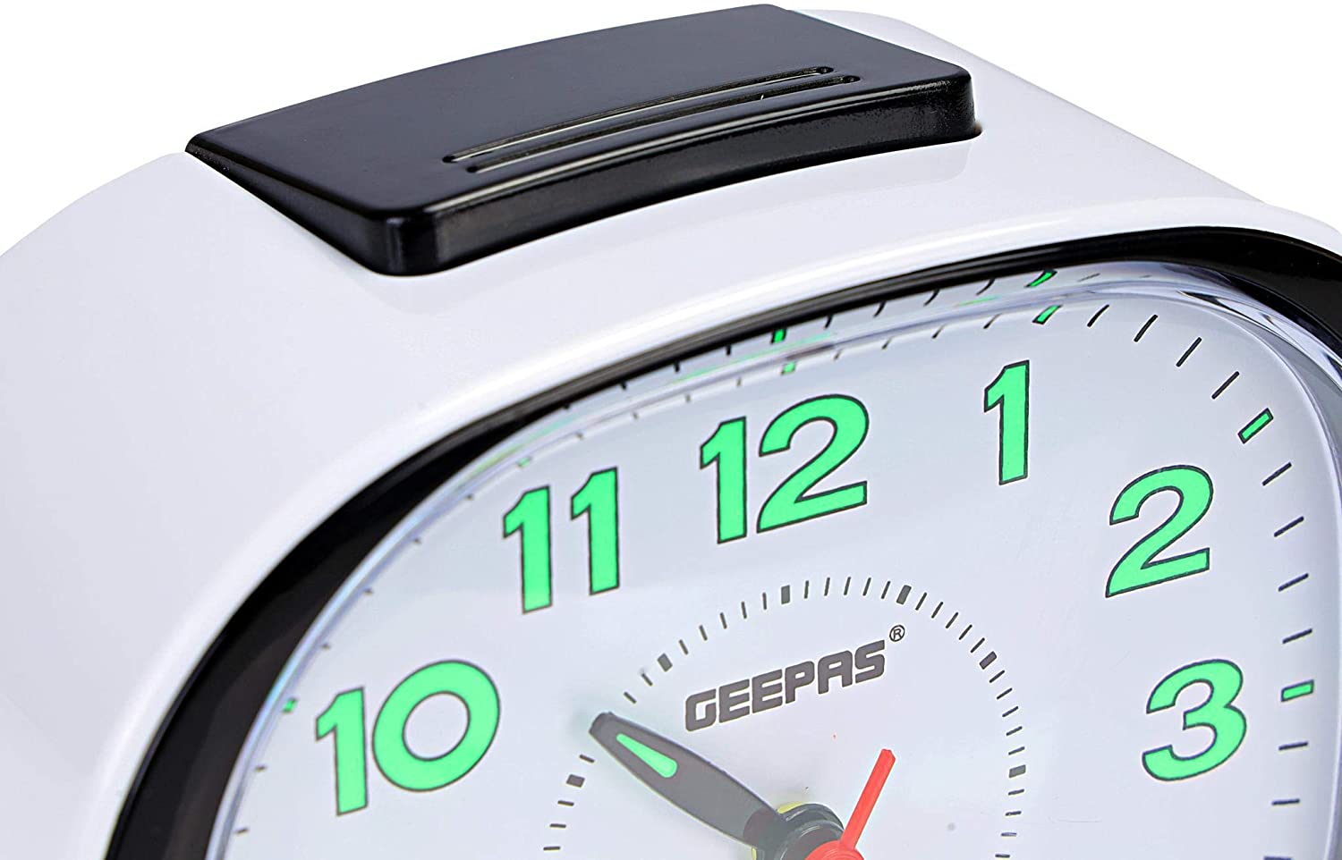 Geepas Bell Alarm Clock 1X50 | Reliable Timekeeping | Travel | Wake Up Routine | Snooze Function | Battery Operated | Portable | White Face | Halabh.com