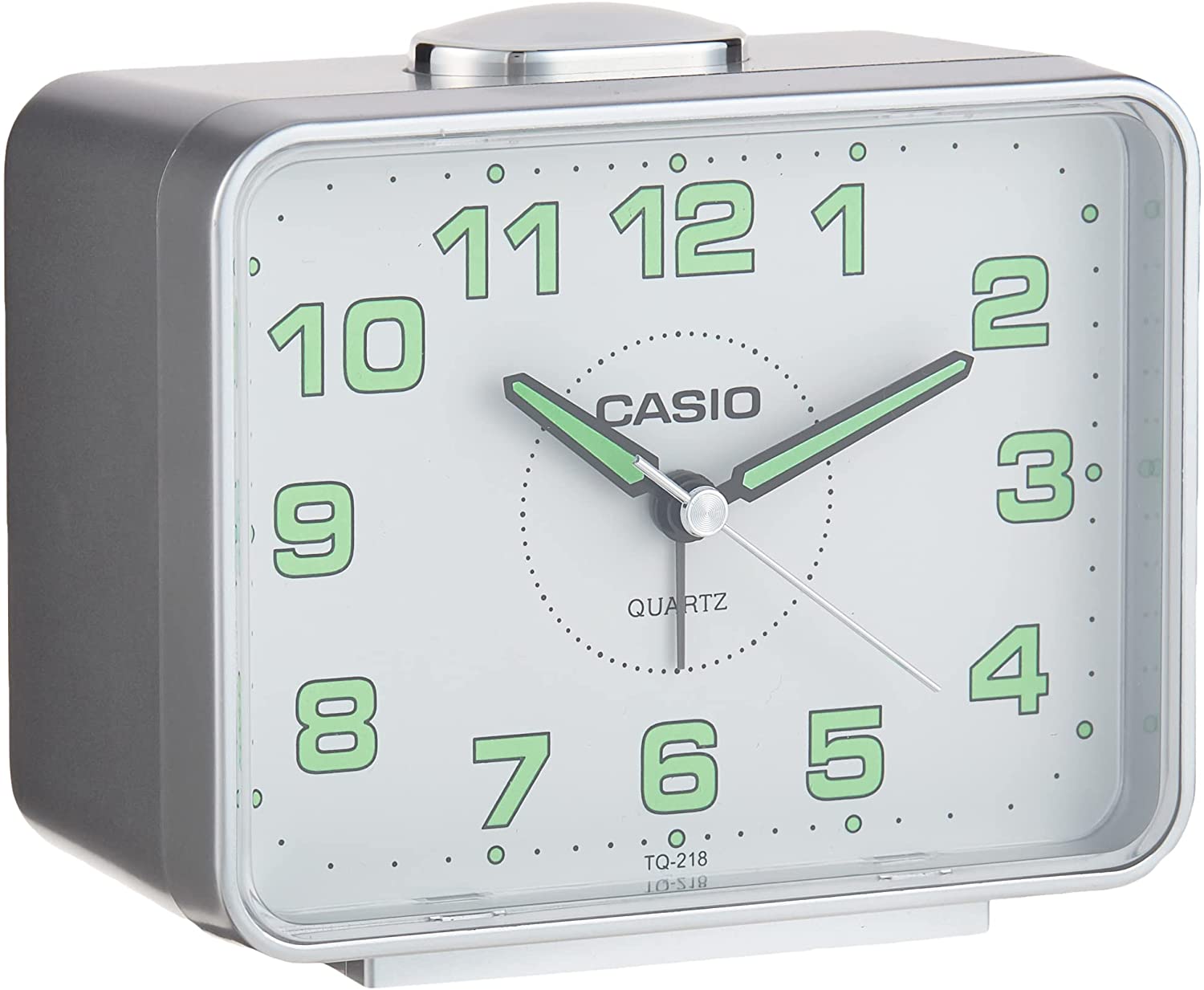 Casio Alarm Clock Gray TQ-218-8DF| Reliable Timekeeping | Travel | Wake Up Routine | Snooze Function | Battery Operated | Portable | White Face | Halabh.com