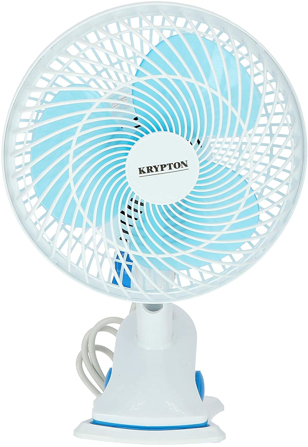 Krypton 8-Inch Oscillating Plastic Table Fan White & Blue | in Bahrain | Halabh.com