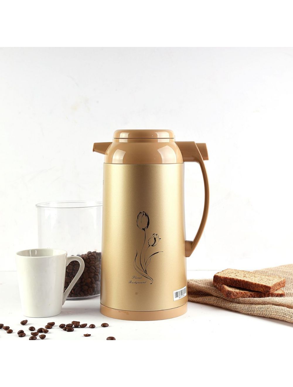 Geepas Hot And Cold Vacuum Flask 1L Gold Brown