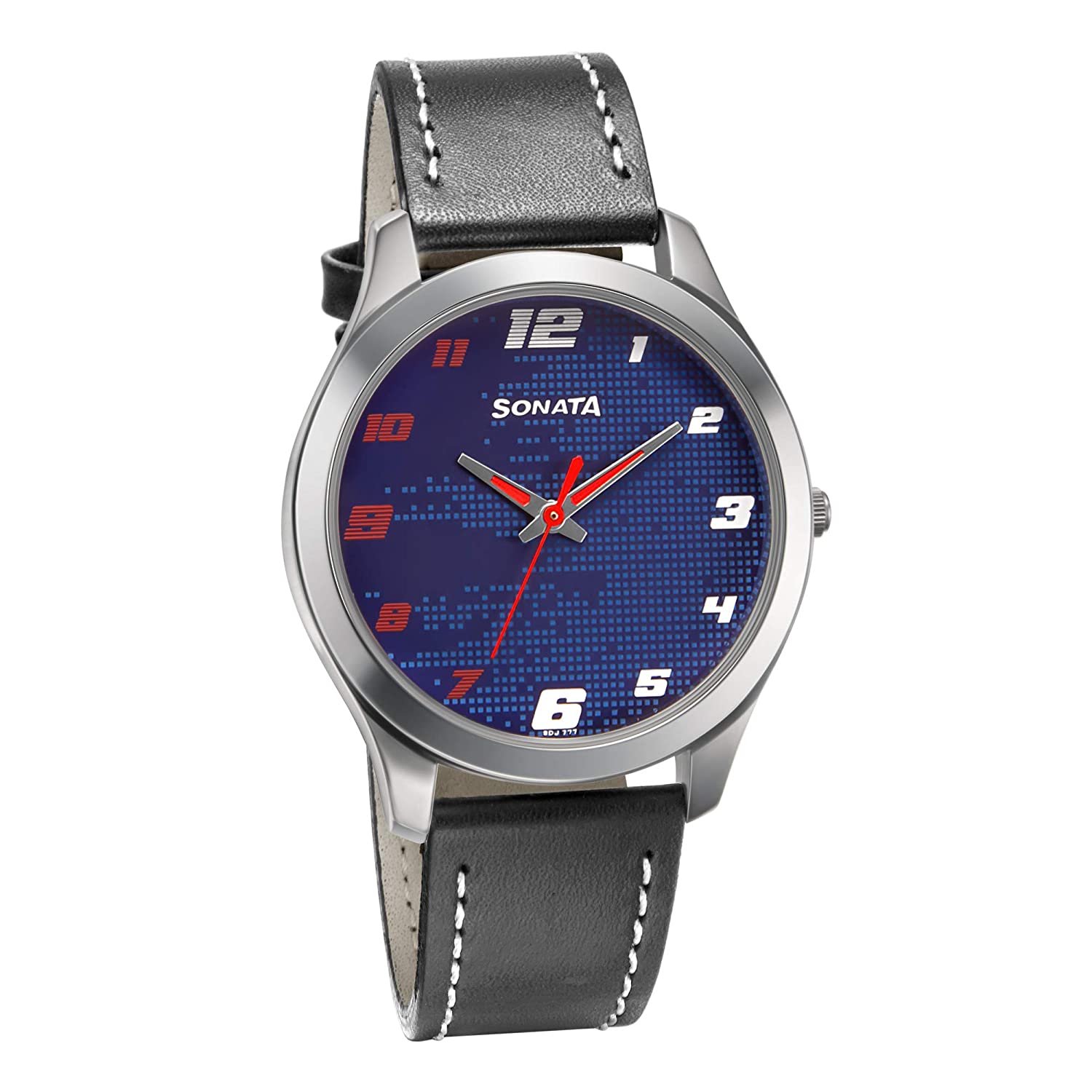 Sonata Rpm Analog Men's Watch 77063SL07 | Leather Band | Water-Resistant | Quartz Movement | Classic Style | Fashionable | Durable | Affordable | Halabh.com