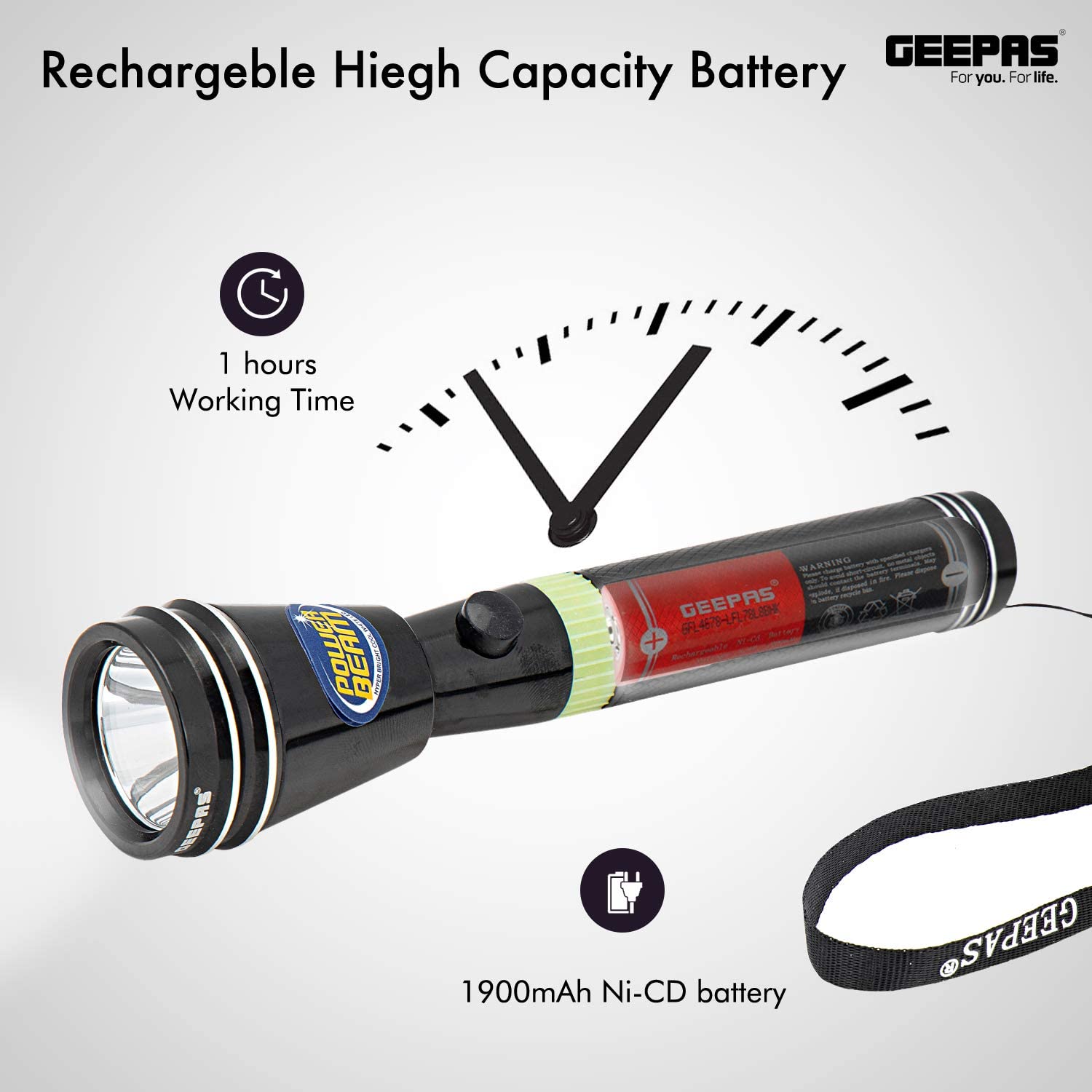 Geepas Rechargeable LED Flashlight
