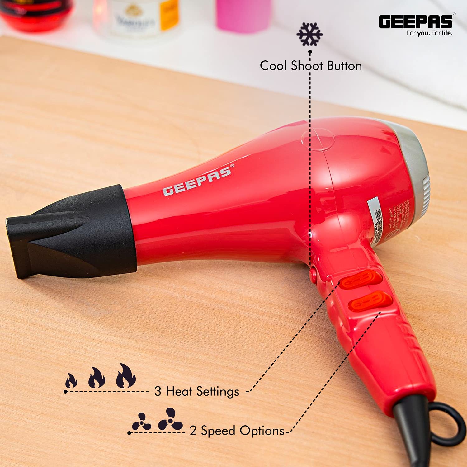 Geepas Hair Dryer Red in Bahrain - Best Personal Care Accessories