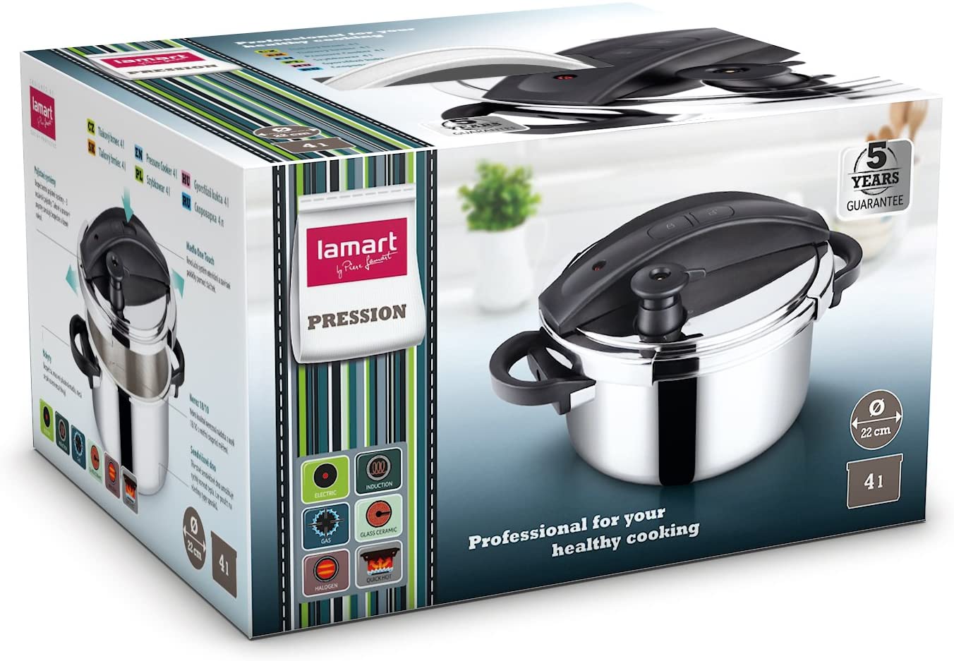 Lamart Ltdsd4 Pression Manual Stainless Steel Pressure Cookers - 4 l, Silver