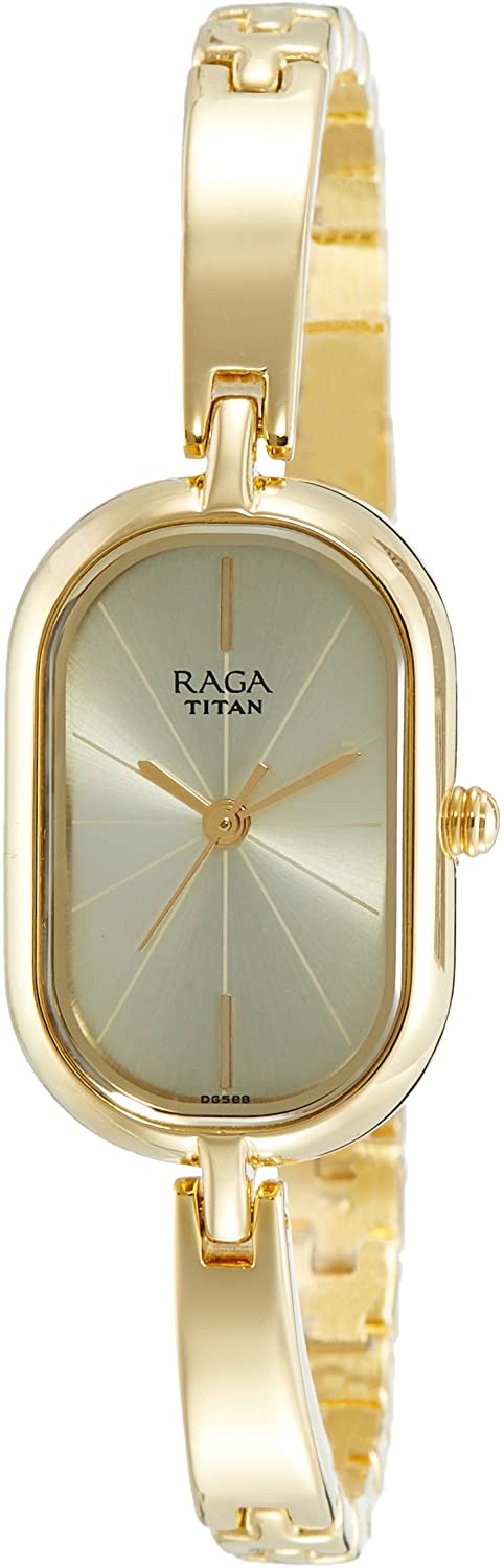 Titan Raga Women Watch Gold 2577YM01 | Stainless Steel | Mesh Strap | Water-Resistant | Minimal | Quartz Movement | Lifestyle | Business | Scratch-resistant | Fashionable | Halabh.com
