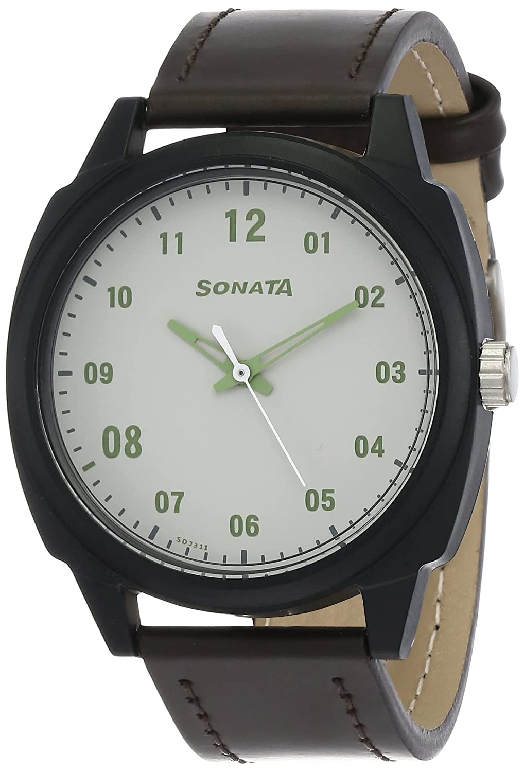Sonata Volt Analog Men's Watch 77086PL05 | Leather Band | Water-Resistant | Quartz Movement | Classic Style | Fashionable | Durable | Affordable | Halabh.com