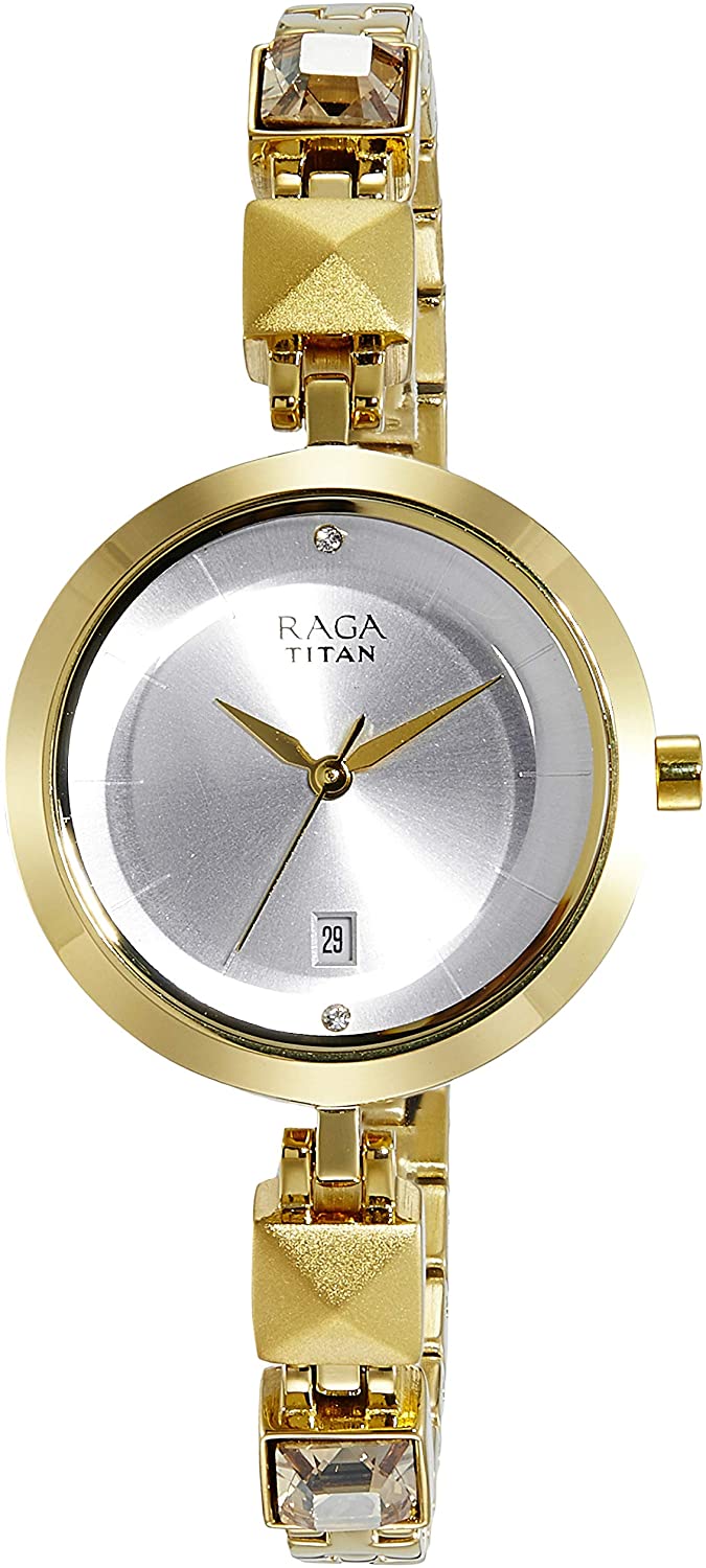 Titan Raga Viva Womens Watch 2606YM01 | Stainless Steel | Mesh Strap | Water-Resistant | Minimal | Quartz Movement | Lifestyle | Business | Scratch-resistant | Fashionable | Halabh.com