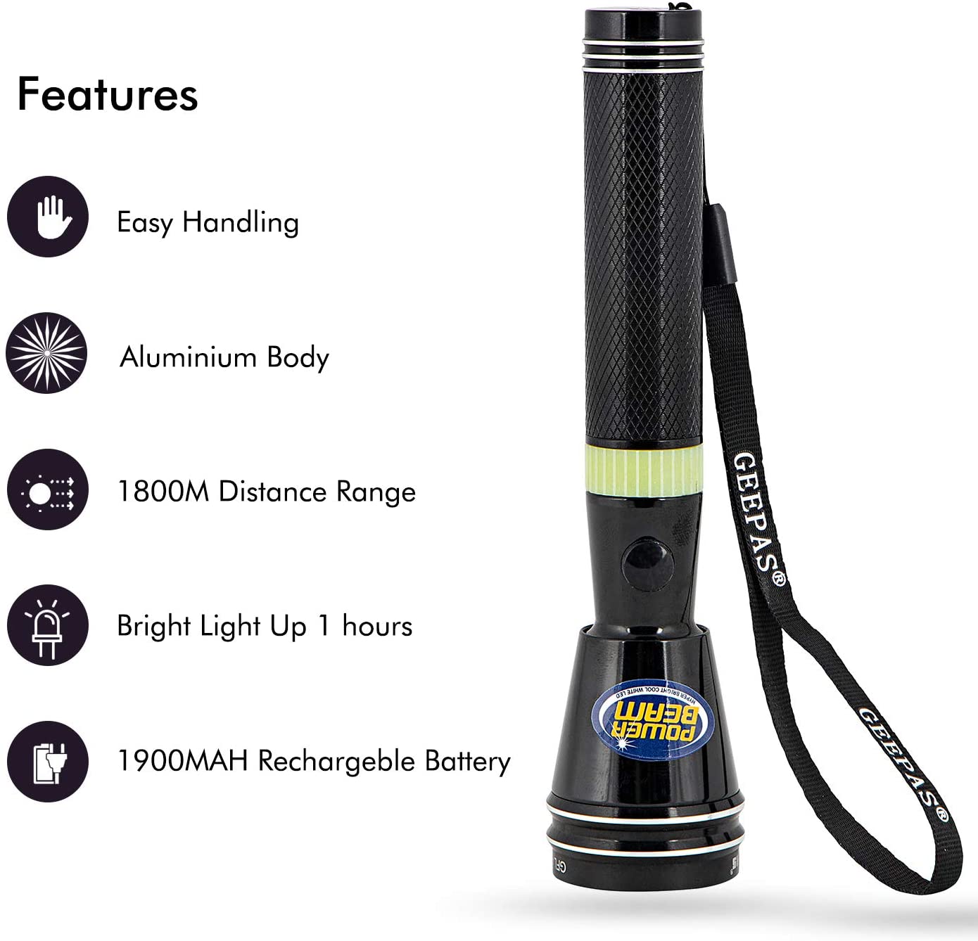 Geepas Rechargeable LED Flashlight