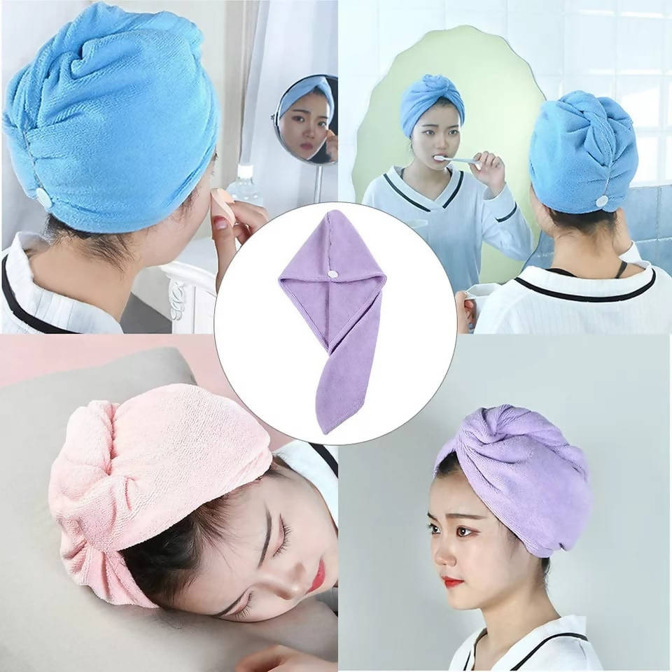 Womens Microfiber After Shower Hair Drying Wrap Girls Lady Towel Quick Dry Hair Hat Cap Turban Head Wrap Bathing Tools