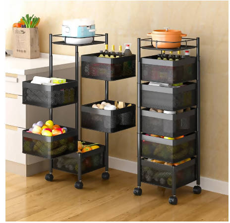 Multi-Layer Vegetable Rotating Basket Rack Fruit Snack Storage Kitchen  Organizer