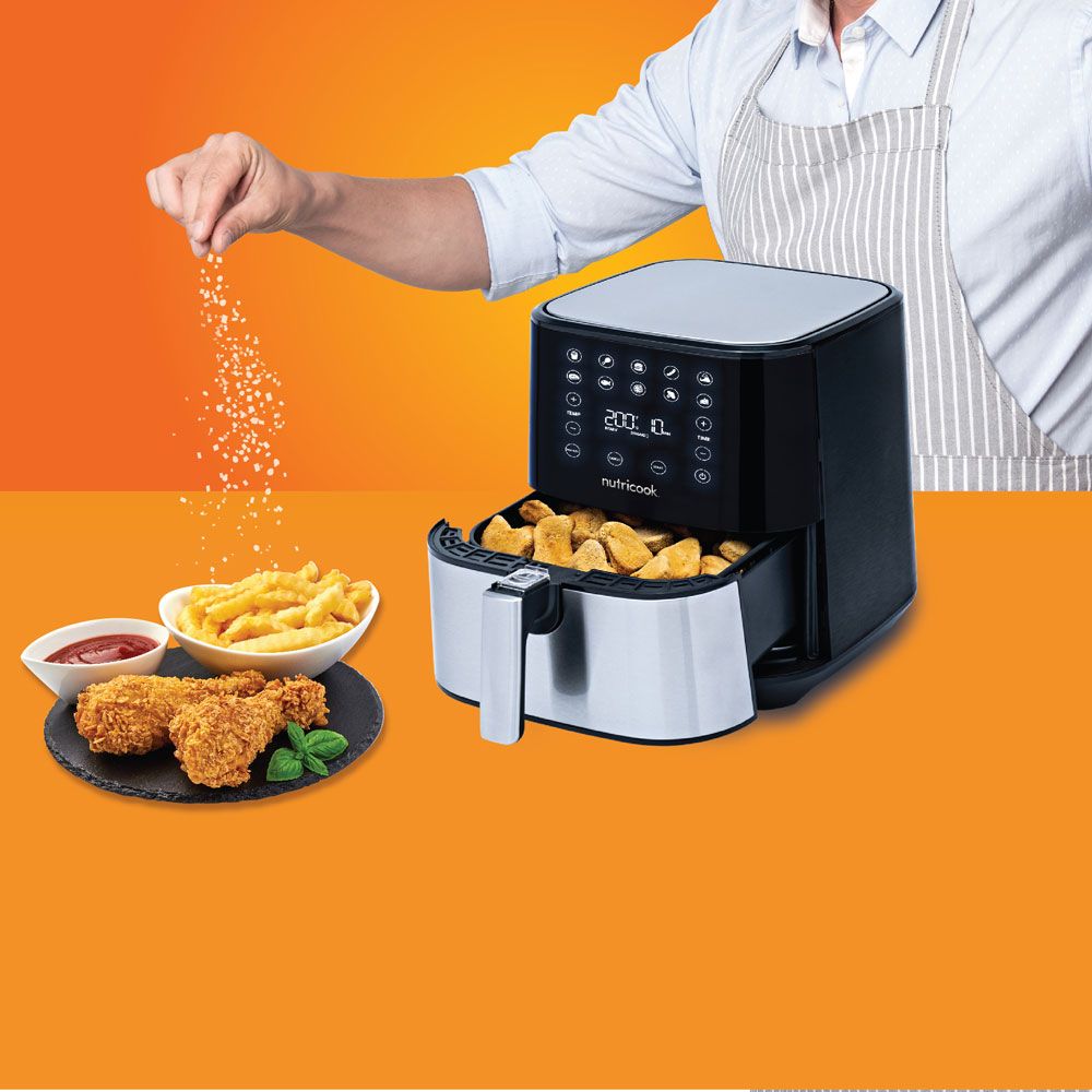 NutriCook Rapid Air Fryer | Power 1700W | Capacity 5.5L | Color Silver and Black | Best Kitchen Appliances in Bahrain | Halabh
