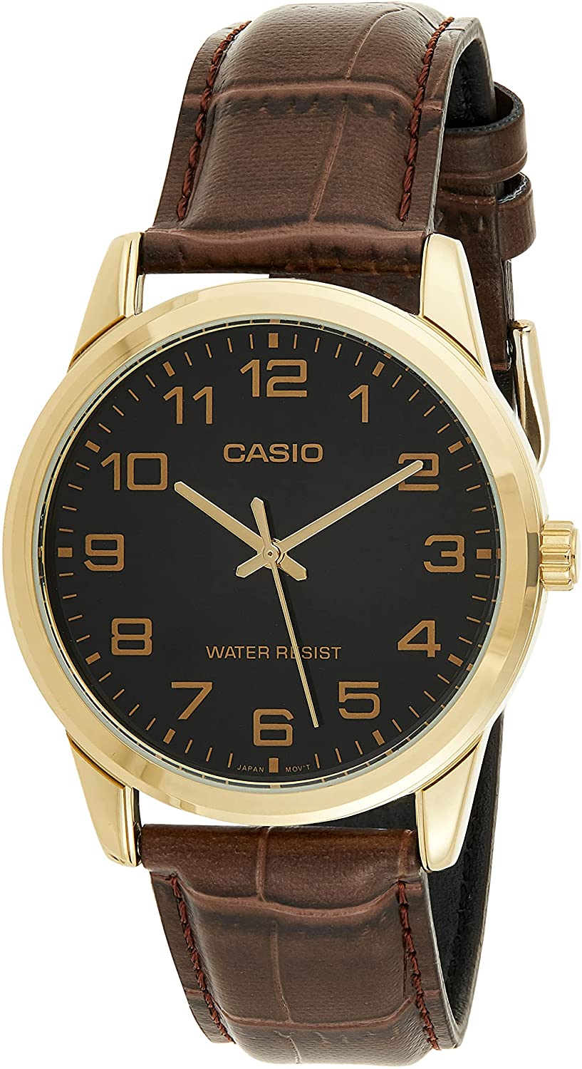 Casio Men Standard Wristwatch MTP-V001GL-1BUD | Leather Band | Water-Resistant | Quartz Movement | Classic Style | Fashionable | Durable | Affordable | Halabh.com