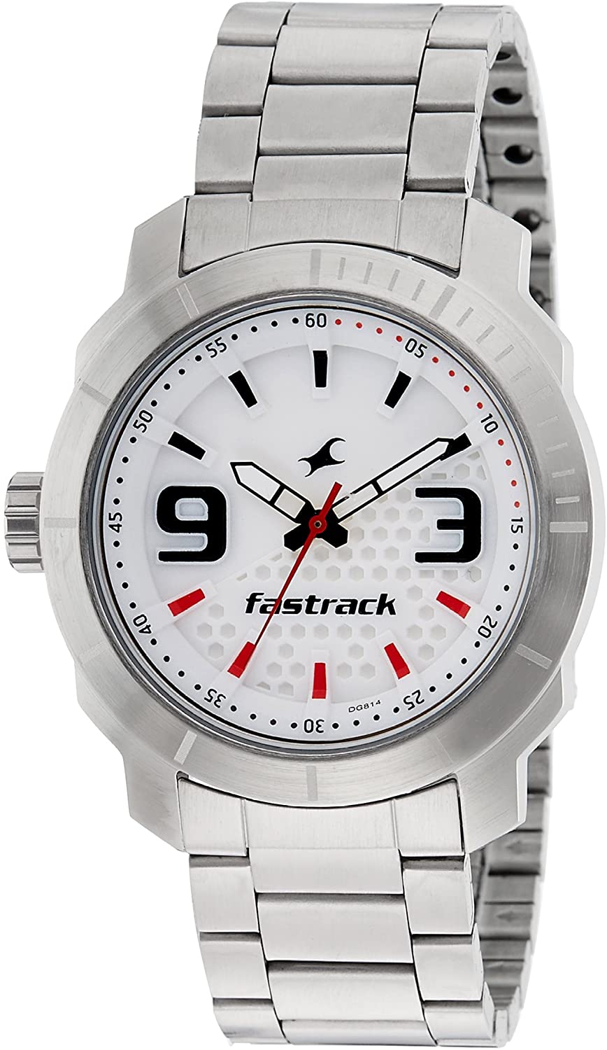 Fastrack Men White Analog Watch 3168SM01 | Stainless Steel | Mesh Strap | Water-Resistant | Minimal | Quartz Movement | Lifestyle | Business | Scratch-resistant | Fashionable | Halabh.com