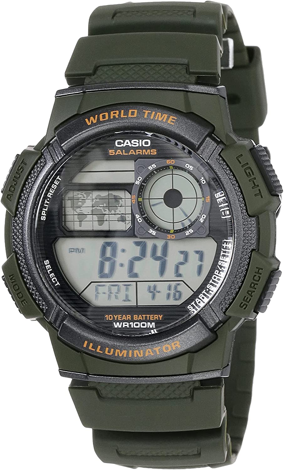 Casio Mens Digital Watch AE-1000W-3AVDF | Resin | Water-Resistant | Minimal | Quartz Movement | Lifestyle| Business | Scratch-resistant | Fashionable | Halabh.com