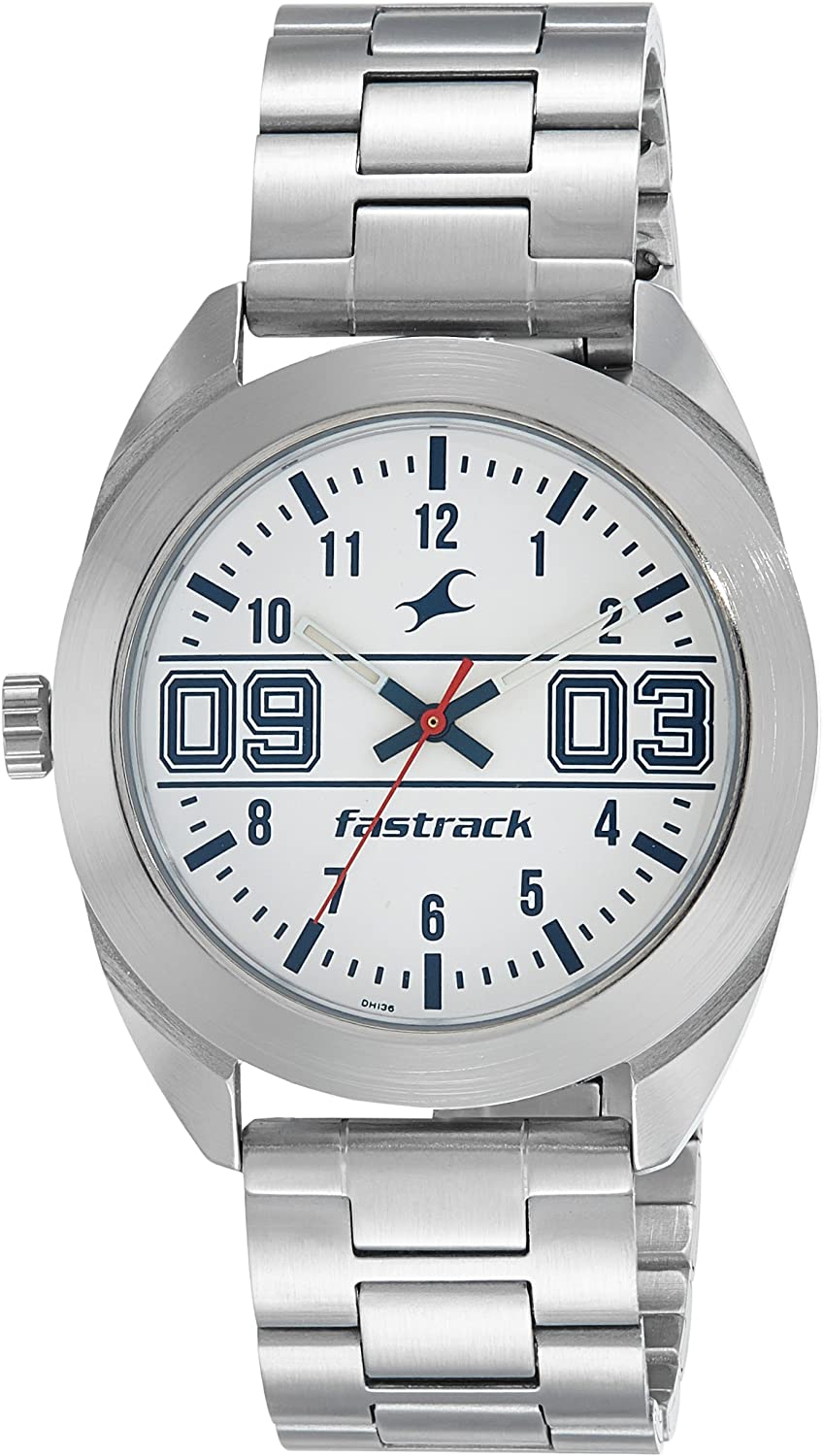 Fastrack Men White Analog Watch 3175SM01 | Stainless Steel | Mesh Strap | Water-Resistant | Minimal | Quartz Movement | Lifestyle | Business | Scratch-resistant | Fashionable | Halabh.com