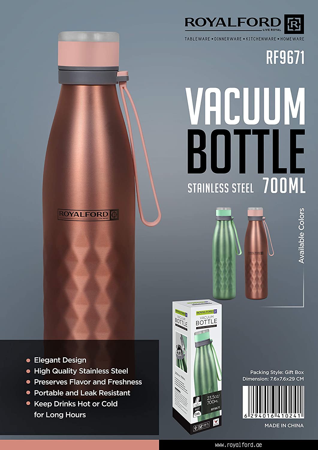 Royalford Stainless Steel Vacuum Bottle 700 ml