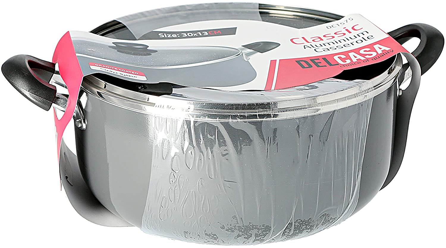Delcasa 28Cm Non Stick Casserole Stock Pot With Glass Lid Aluminium Cookware Pan Induction Safe