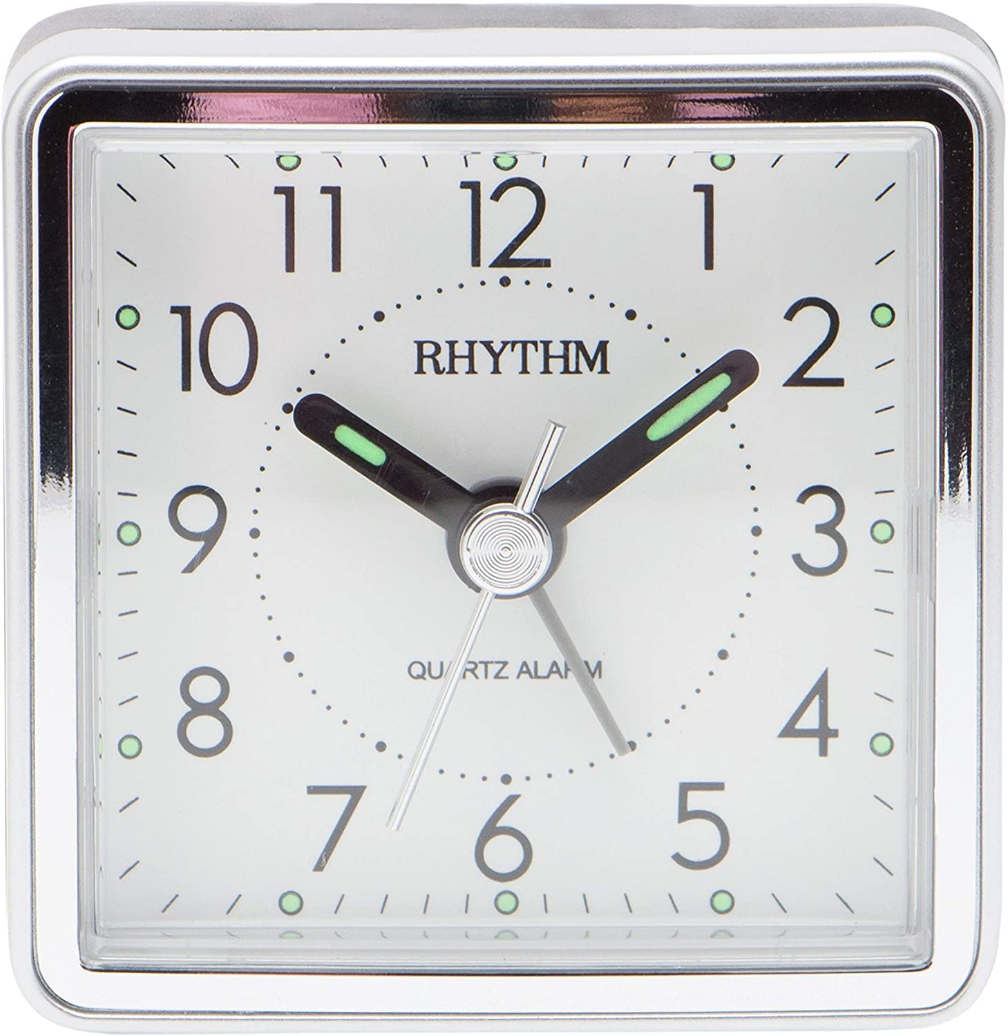 Rhythm Value Added Beep Alarm Table Clock CRE210NR19 | Reliable Timekeeping | Travel | Wake Up Routine | Snooze Function | Battery Operated | Portable | White Face | Halabh.com