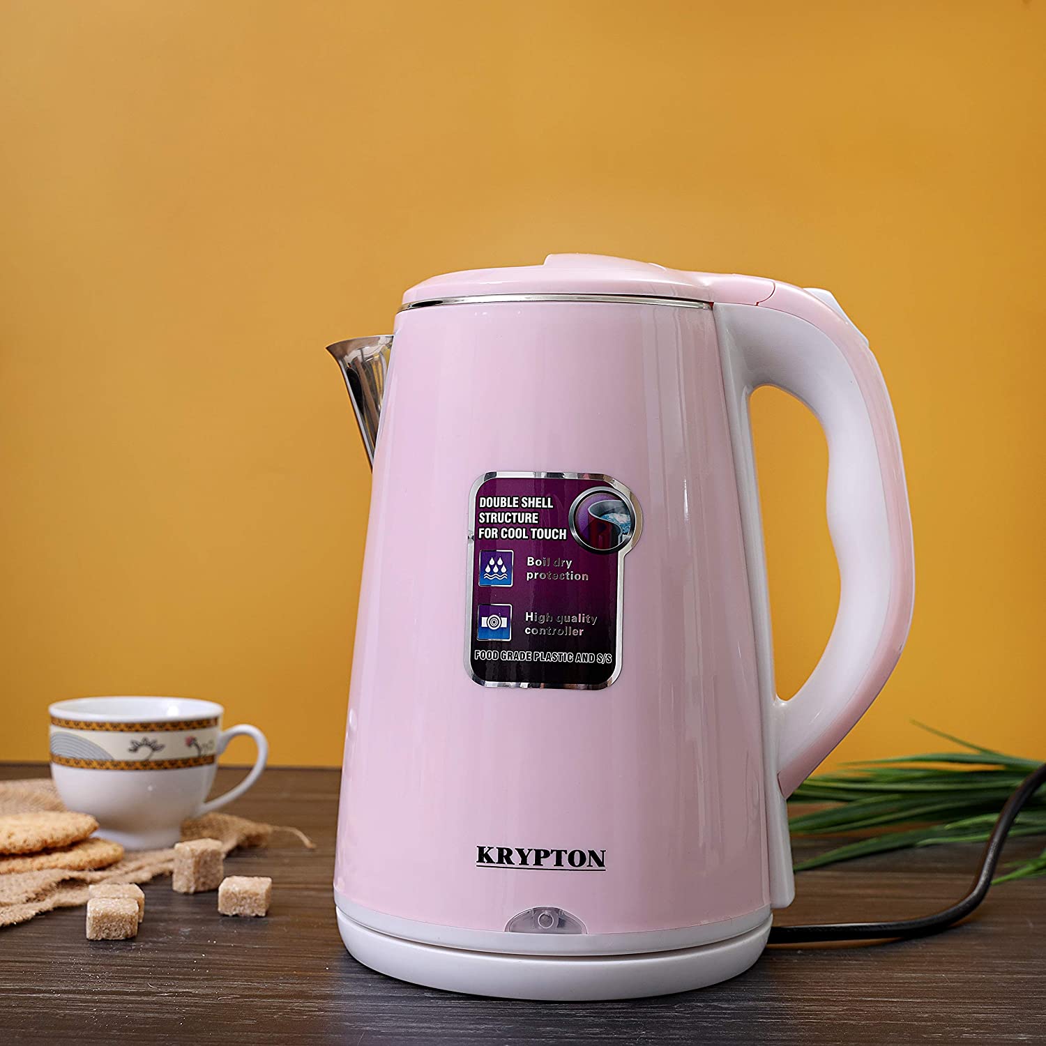 Krypton Double Layer Stainless Steel Kettle 1.8 Liter Pink