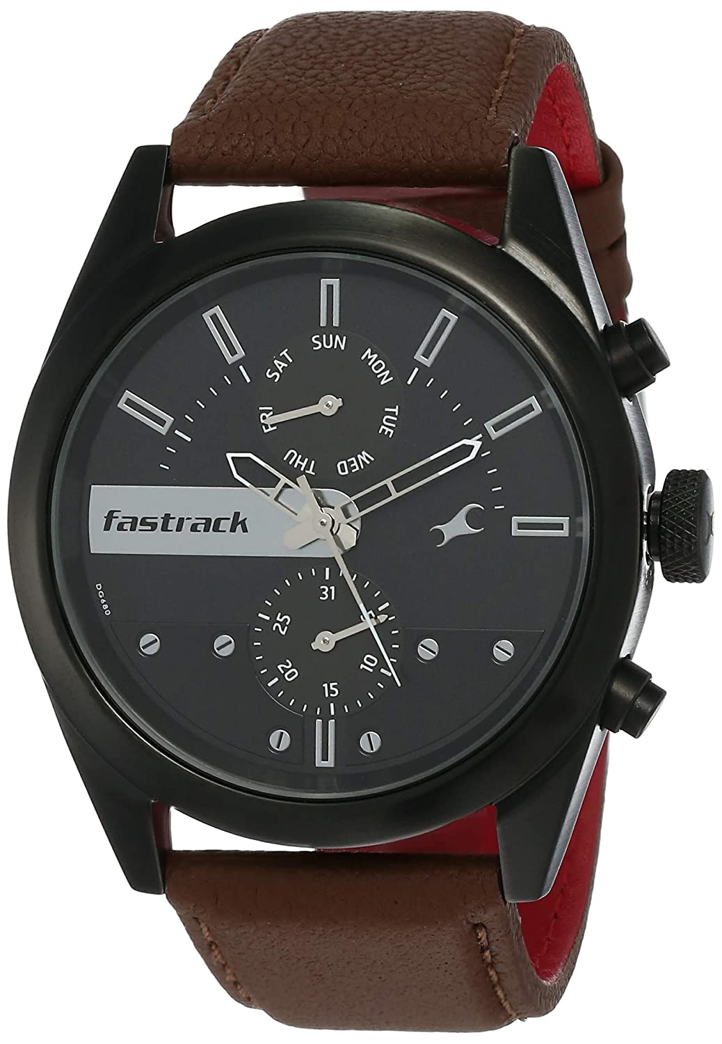 Fastrack Analog Men's Watch 3165NL01 | Leather Band | Water-Resistant | Quartz Movement | Classic Style | Fashionable | Durable | Affordable | Halabh.com
