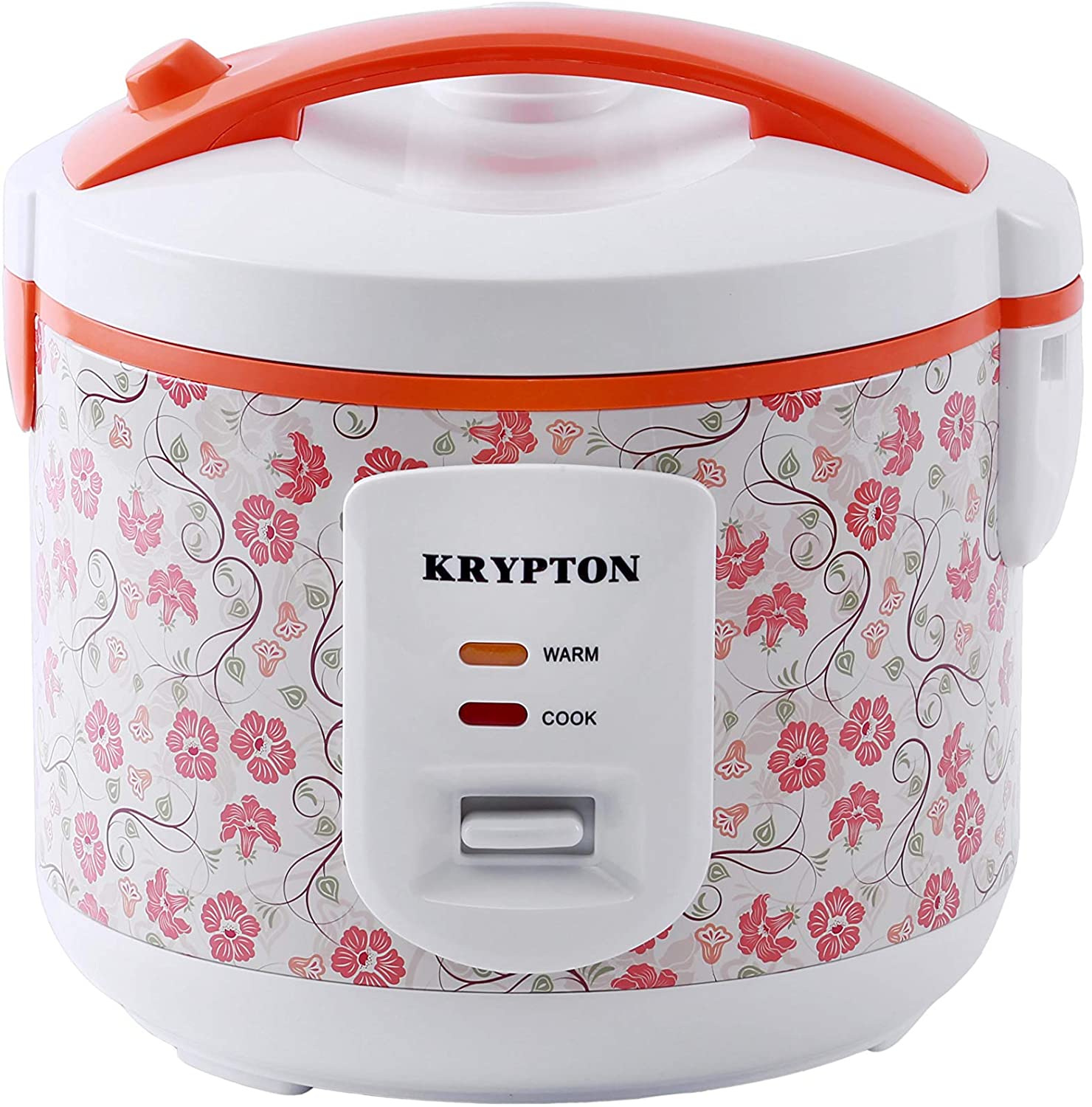 Krypton 1.5L Electric Rice Cooker With Steamer White & Orange
