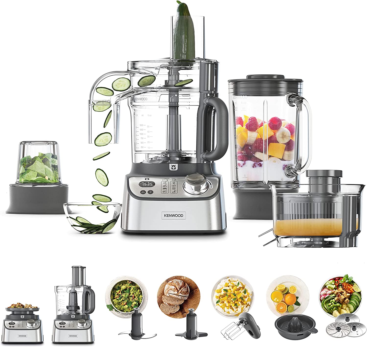 Kenwood Food Processor 1000W with Glass Blender Silver