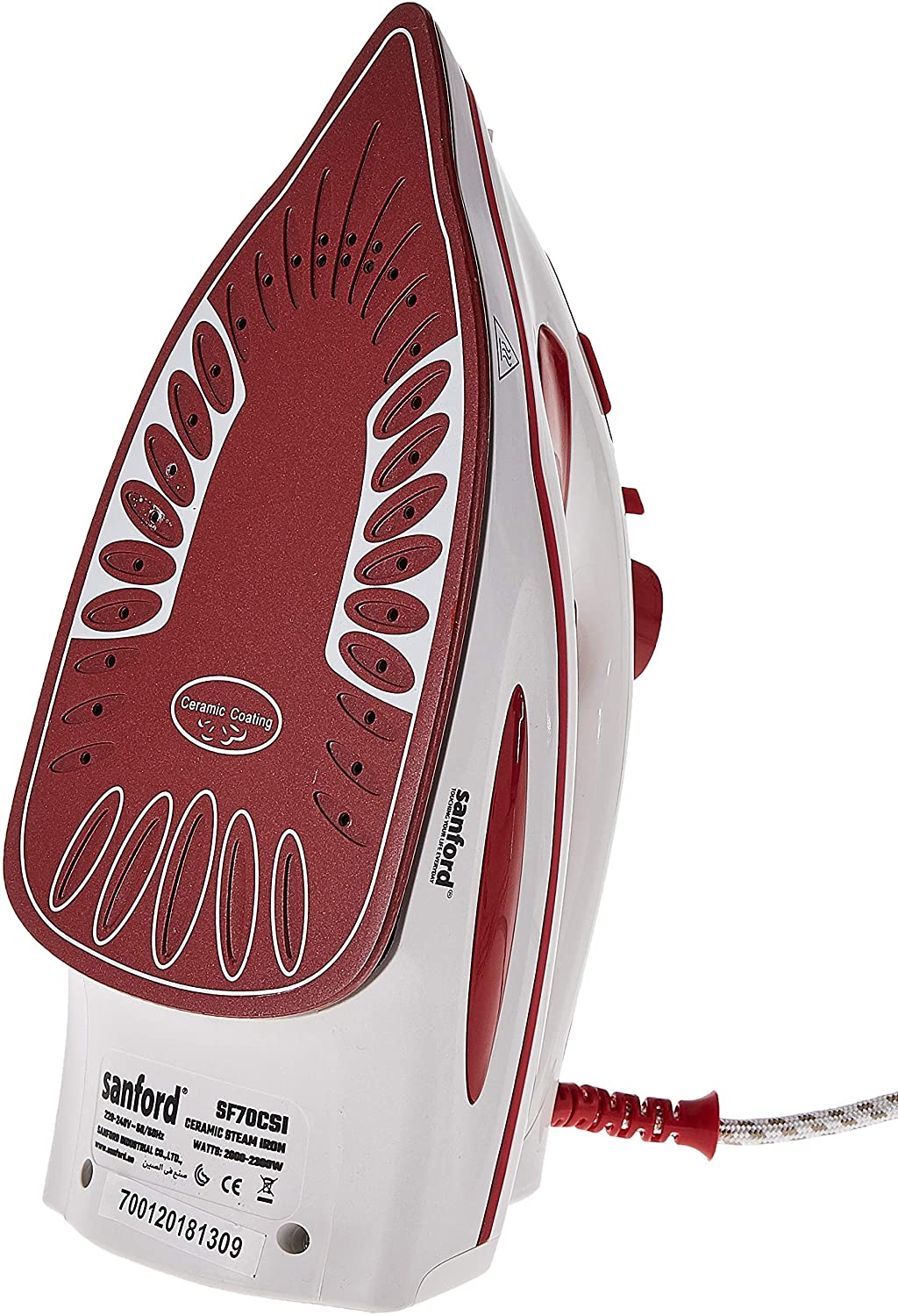 Sanford Ceramic Steam Iron 2000 2300 Watts Red & White
