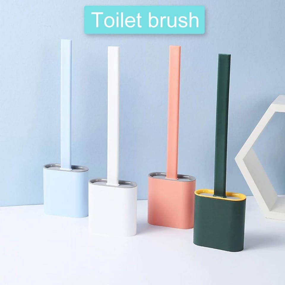 Toilet Brush And Holder Set Silicone Bristles Toliet Brush With Long Handle Toilet Bowl Cleaner Brush And Holder Tools