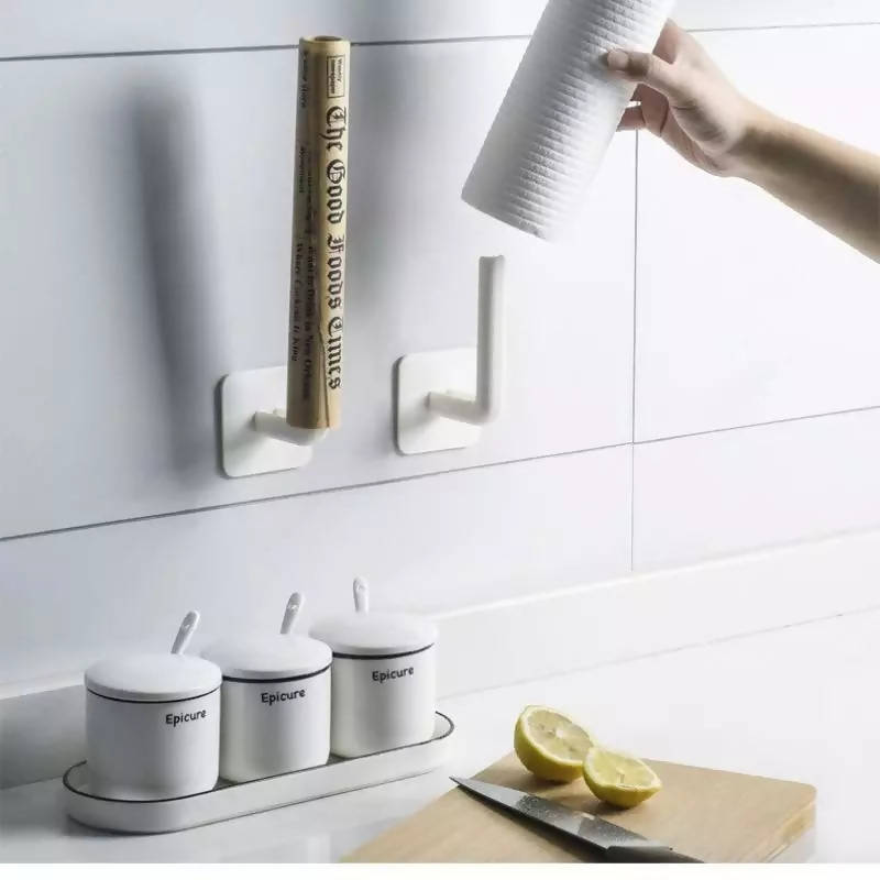 1Pc Kitchen Self-adhesive Under Cabinet Paper Roll Rack Towel Holder Tissue Hanger