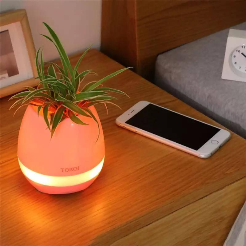 Waterproof Music Bonsai Flower Pot Wireless Bluetooth Speaker Night Light Lamp Music Bluetooth Speaker for Mobile Phone