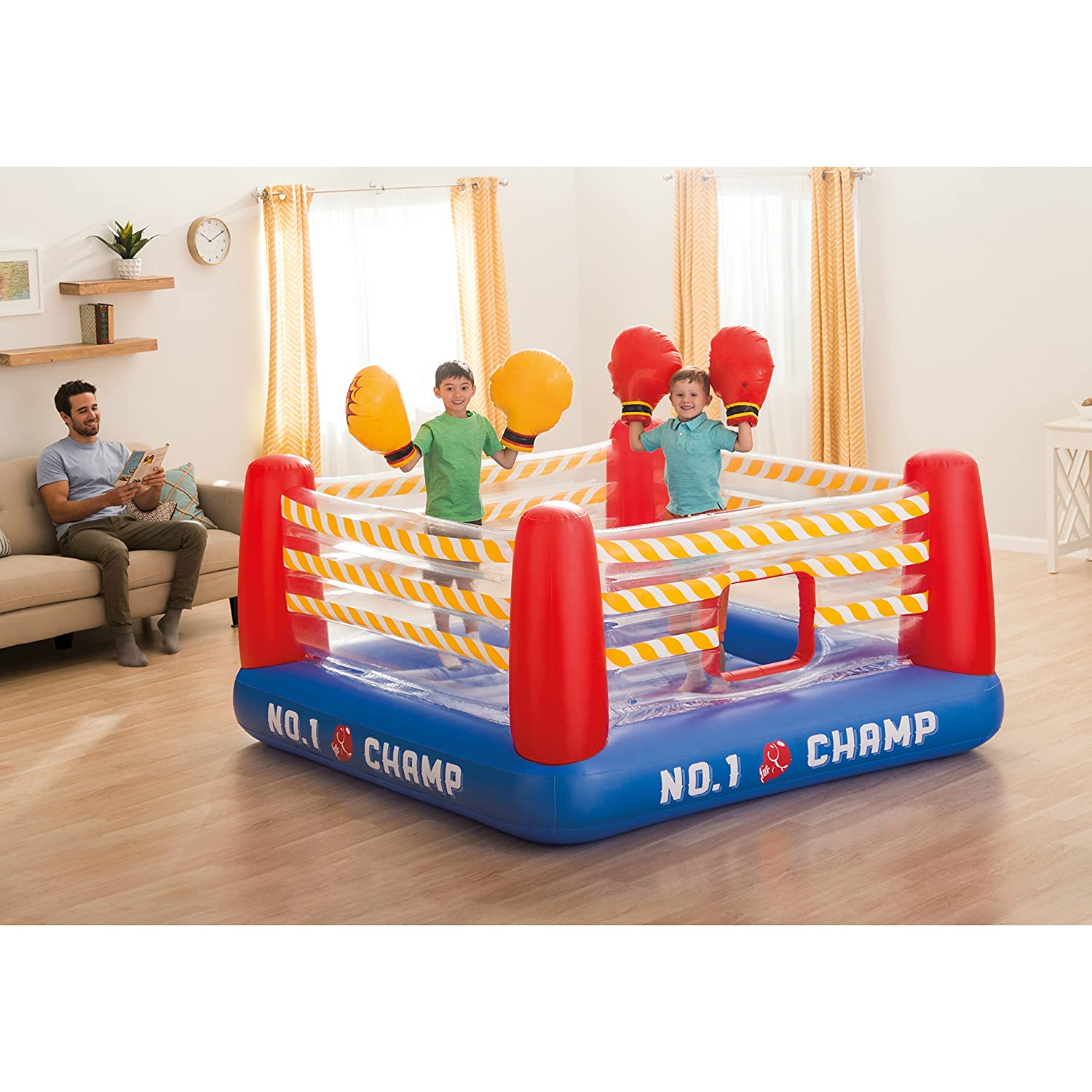 Intex Jump-O-Lene Boxing Ring Inflatable Bouncer, 89" X 89" X 43.5", for Ages 5-7
